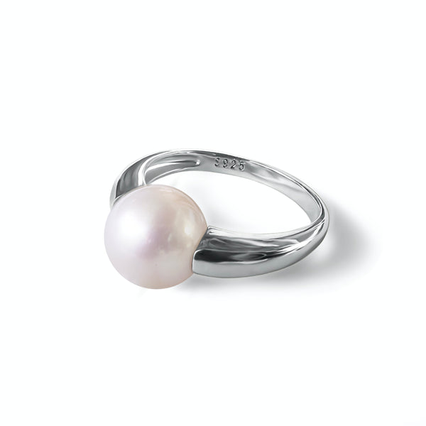 Bague  Perles de Culture d'Eau Douce 10mm Argent 925  Taille légèrement Ajustable 56/58