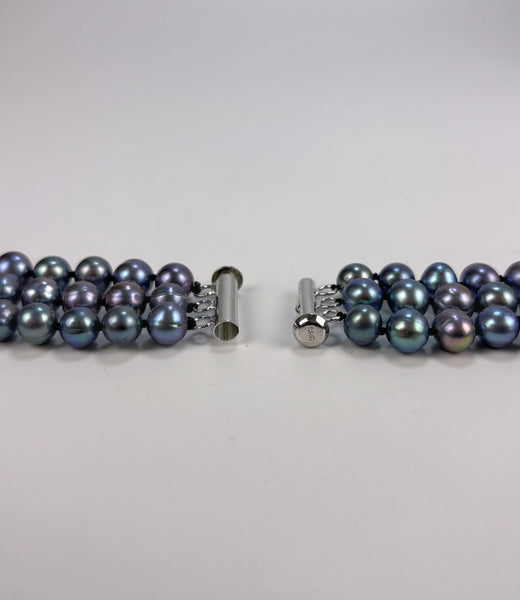 Collier 3 rangs Elizabeth (7mm) - Nuit boréale