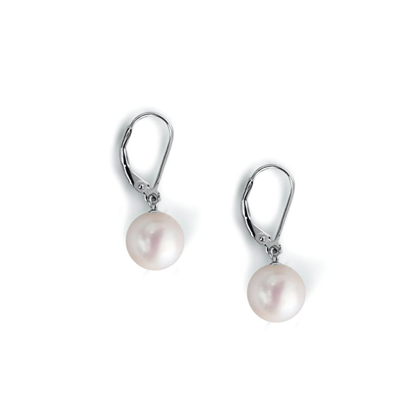 Boucles d'Oreilles  Perle de culture d'eau douce 10mm blanche montée sur Pendentif  Argent 925 
