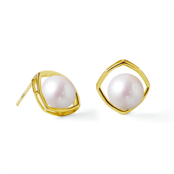 Boucles d'Oreilles  Perles de Cutures d'Eau Douce   Argent 925 Plaqué Or