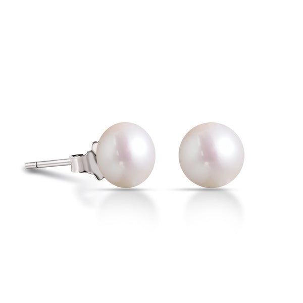 Boucles clou princesse neige en perles de culture d’eau douce blanches