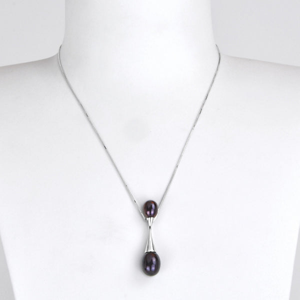 Collier 46cm Perles de Culture d'Eau Douce Pendentif Chaîne Argent 925