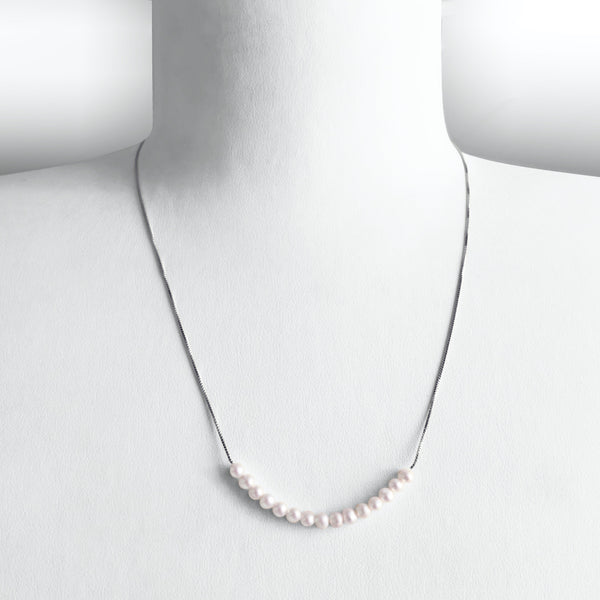 Collier Serpentine Microperles (4mm) - Neige - 47 cm