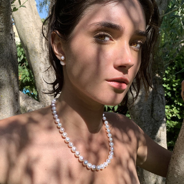 Collier Athéna (10mm) - Neige - 46cm