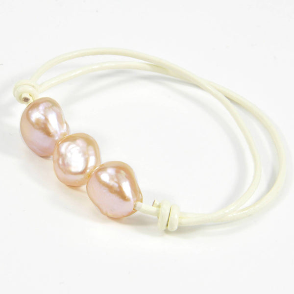 Necklace and bracelet "Boheme" Vanilla Leather - Lilas